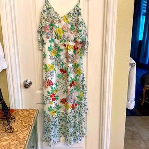 Nanette Lepore. Size 6 floral/ ruffled dress- Spaghetti straps